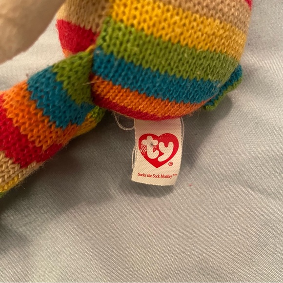 Ty Beanie Baby SOCKS the Sock Monkey 2012 Colorful Striped Knit - Picture 9 of 10